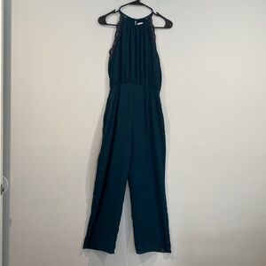 Honey Belle Blue Halter Jumpsuit with Lace at top - Size Small